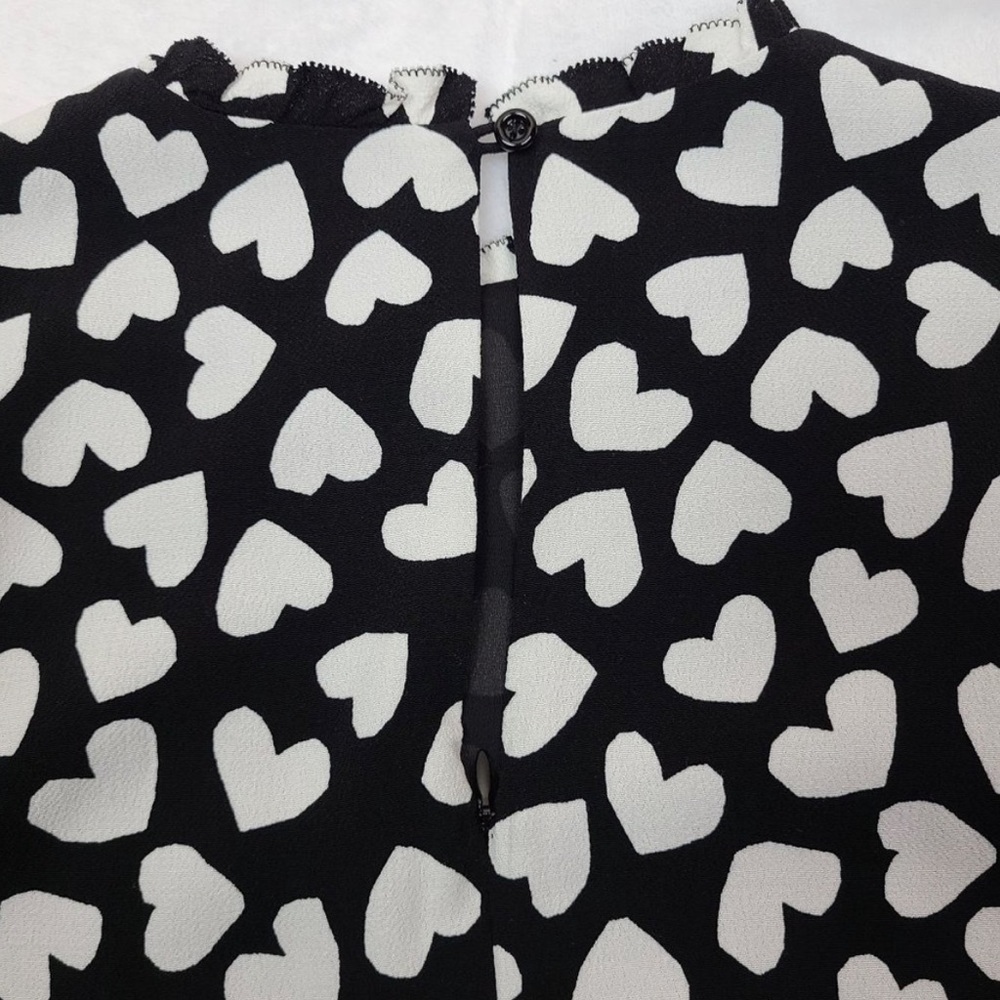 Kate Spade Heart Print Mini Dress XS | Black White Shift Valentine Date Dress - Picture 10 of 14